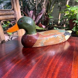 Vintage Wooden Mallard Duck its been repaired see all pics:)